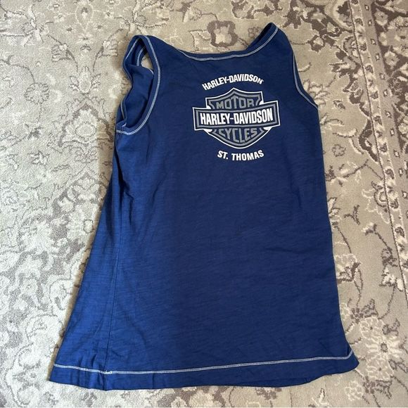 Harley Davidson Oversized blue rhinestones tank top - Picture 5 of 6